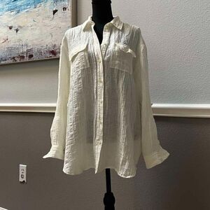 Vintage Michael Michael Kors yellow linen button down blouse size M/M